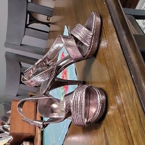 Metallic strappy heels